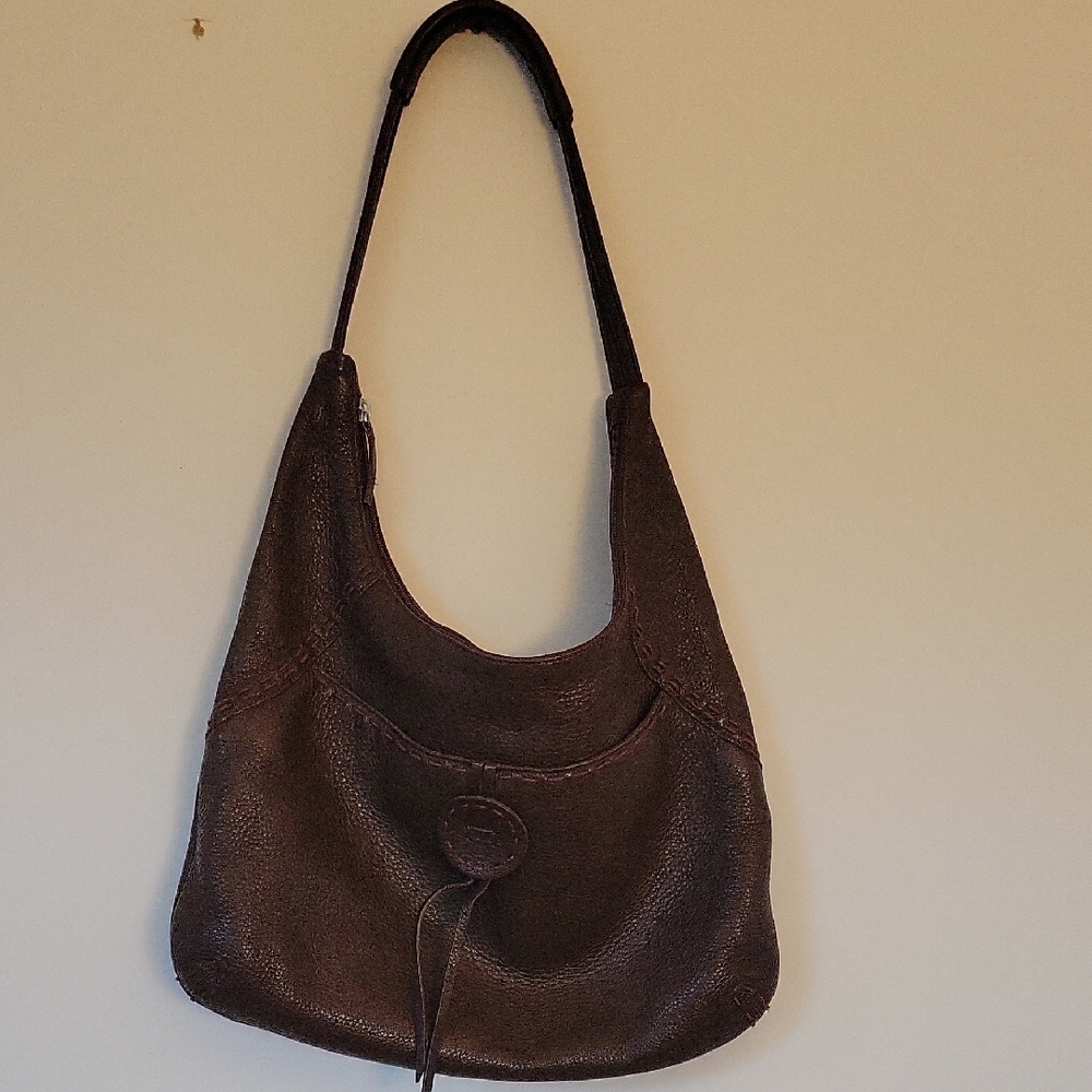 J Jill Pebbled Brown Leather Shoulder Bag
